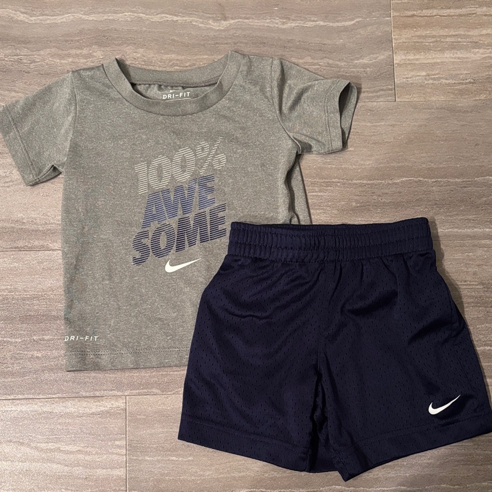 Nike Kids Gray and Navy Dri-Fit Outfit